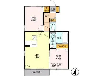 セジュール三橋 5(2LDK/1階)の間取り写真