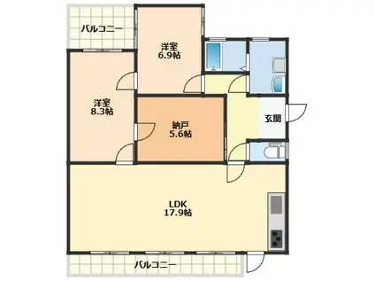 ラ・プリモーダ(2SLDK/1階)の間取り写真