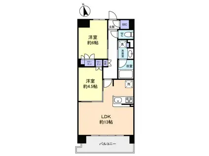スカイグランデ津田沼(2LDK/1階)の間取り写真