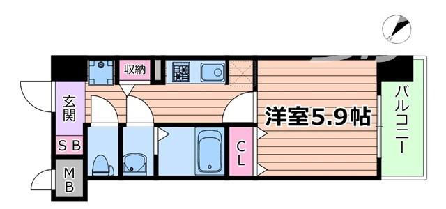 ジオエント福島野田レジデンス(1K/8階)の間取り写真