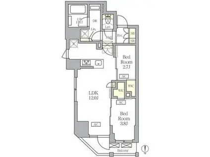 アジールコート王子(2LDK/4階)の間取り写真