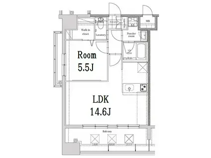 エンクレスト博多 THE TIME(1LDK/5階)の間取り写真