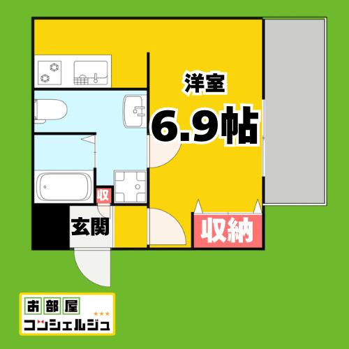 CREA児玉(1K/3階)の間取り写真
