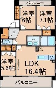 ラフィーヌ神山(3LDK/2階)の間取り写真