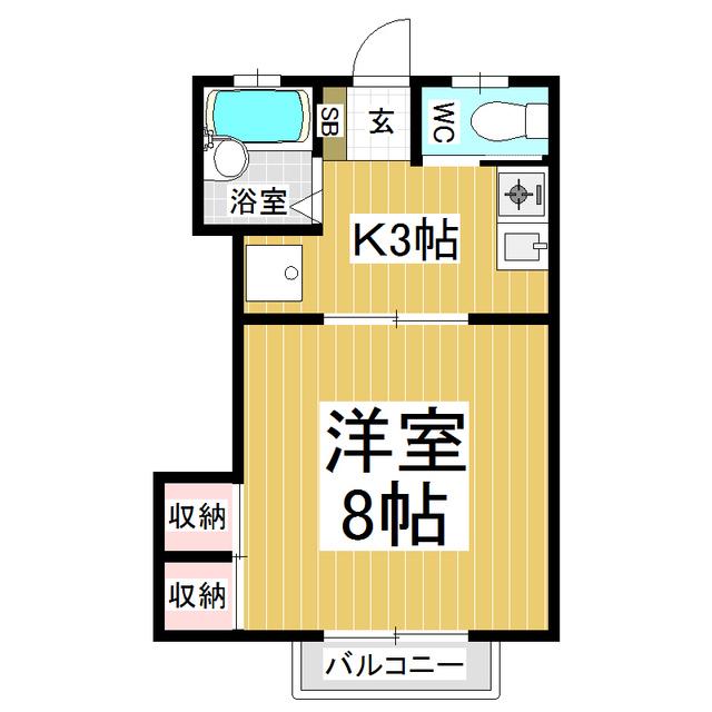 コーポマツミB棟(1K/2階)の間取り写真