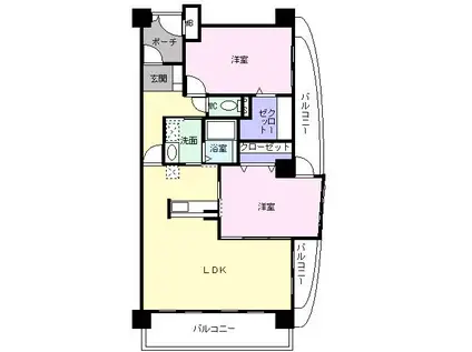 ヴィラアルビレオ(2LDK/1階)の間取り写真