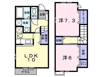 アルバ・カーサ(2LDK/1階)の間取り写真