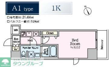 ルフレグランデ川崎ドゥーエ(1K/5階)の間取り写真