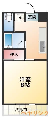 白竜荘(1K/2階)の間取り写真