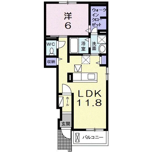 パラシオII(1LDK/1階)の間取り写真