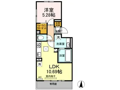 クリークレイン南高江(1LDK/1階)の間取り写真