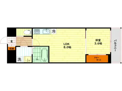 ALIVIS緑橋(1LDK/1階)の間取り写真