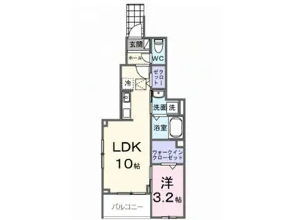 ピースフルIII(1LDK/1階)の間取り写真
