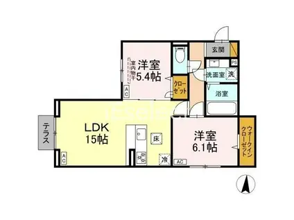 D-ROOM神明町(2LDK/1階)の間取り写真