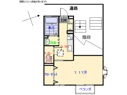 セジュールSSII(1K/2階)の間取り写真