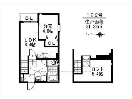 クロノス 396(1LDK/1階)の間取り写真