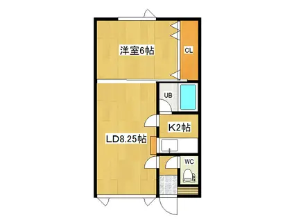 メイプルハウスA(1LDK/2階)の間取り写真