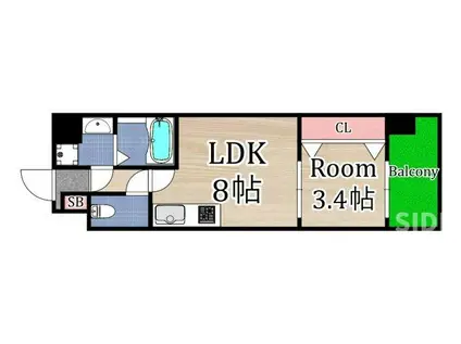 MV.IMP大阪放出(1LDK/3階)の間取り写真