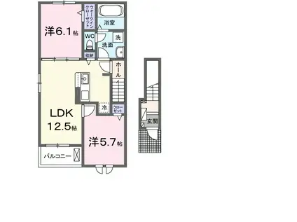 メゾン ド ソレイユ(2LDK/2階)の間取り写真