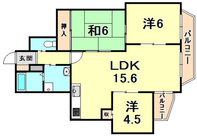 パークノヴァ夙川(3LDK/1階)の間取り写真