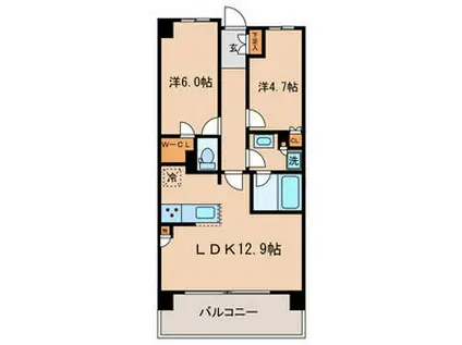 リビオ新宿ザ・レジデンス(2LDK/3階)の間取り写真