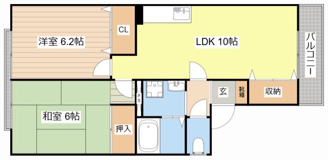 カサフレスコI(2LDK/2階)の間取り写真
