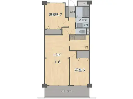 シャンドフルール(2LDK/2階)の間取り写真