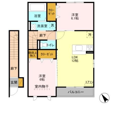 サンティエ(2LDK/2階)の間取り写真