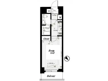 メイクスデザイン池袋イースト(1K/4階)の間取り写真