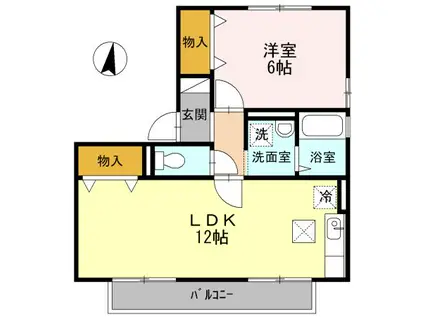 リベリュール富の原 I棟(1LDK/1階)の間取り写真