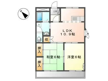 コーポ清和(2LDK/3階)の間取り写真