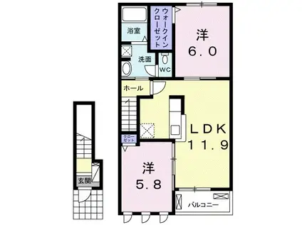 エテルノ・ソーレII番館(2LDK/2階)の間取り写真
