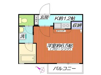 ブランニュー高島台(1K/2階)の間取り写真
