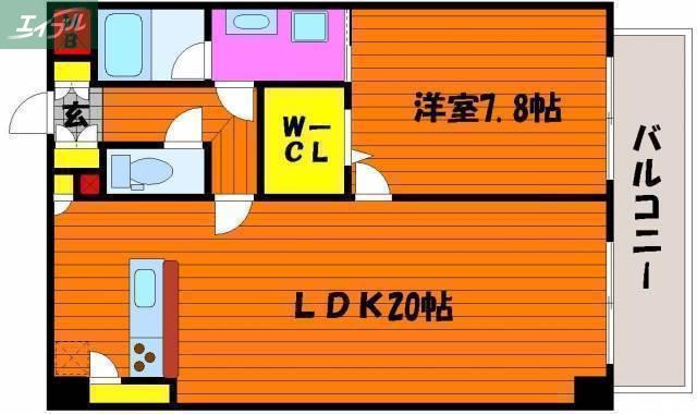 ハアラン表町(1LDK/10階)の間取り写真