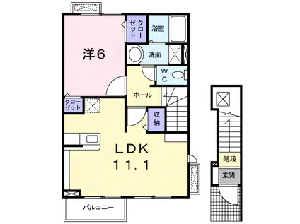 パラドール クアトロ(1LDK/2階)の間取り写真