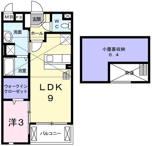 メゾン・ド・花水木 壱番館(1LDK/2階)の間取り写真