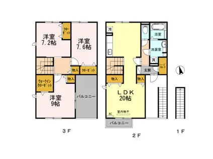 セリシアージュ(3LDK/2階)の間取り写真
