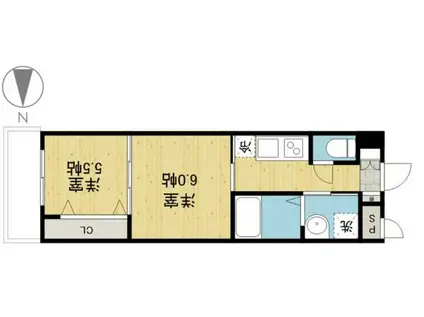 MOANA高城(2K/2階)の間取り写真