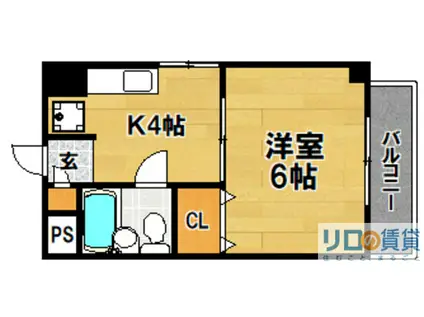 ヴェルドール淡路(1DK/3階)の間取り写真
