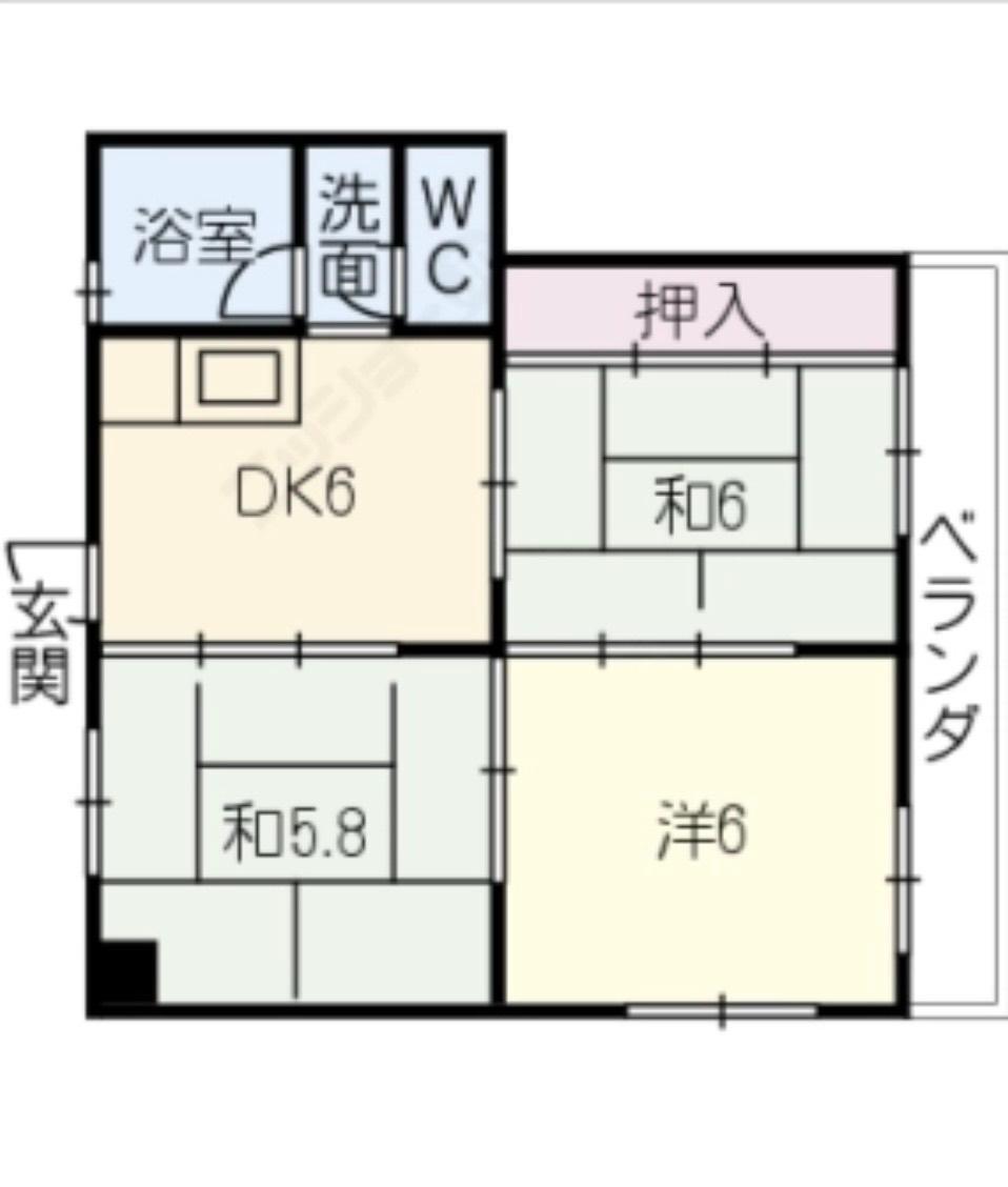 木曽川コーポラス(3DK/1階)の間取り写真