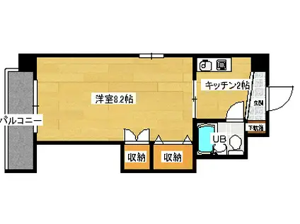 川本ビル(1K/2階)の間取り写真