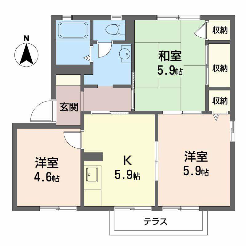 エクセレント桜ヶ丘(3K/2階)の間取り写真