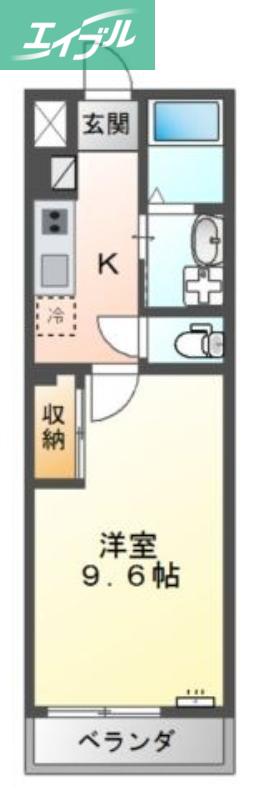 シェルル中畝(1K/2階)の間取り写真