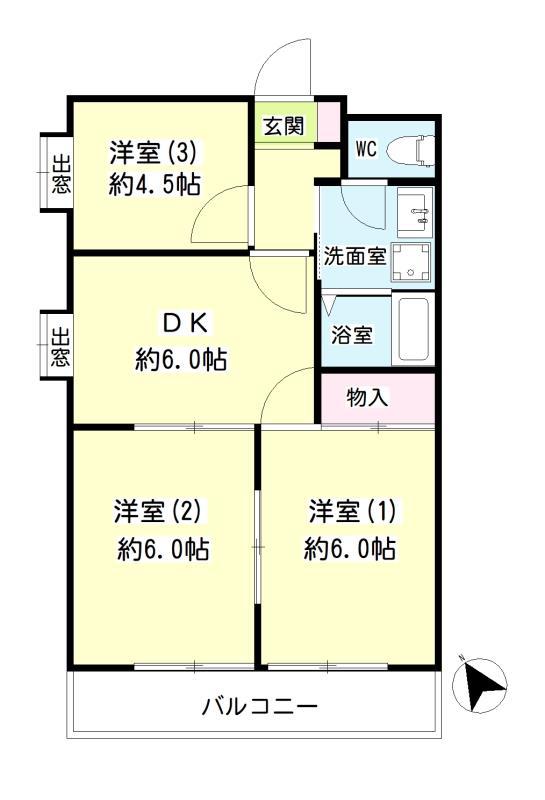 第138新井ビル(3DK/3階)の間取り写真