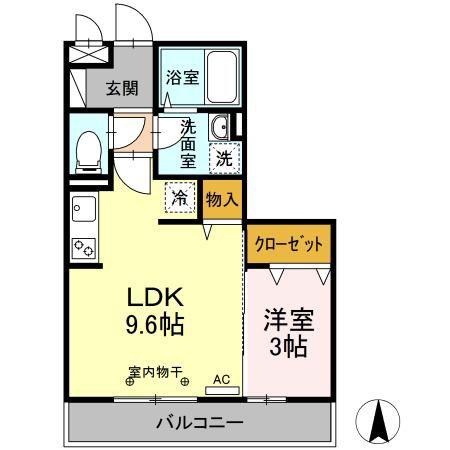 マリンプラザA(1LDK/2階)の間取り写真