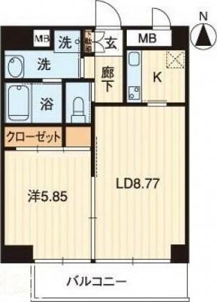 アルファレガロ錦町(1LDK/7階)の間取り写真