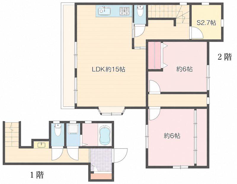 中落合3丁目(2SLDK/2階)の間取り写真