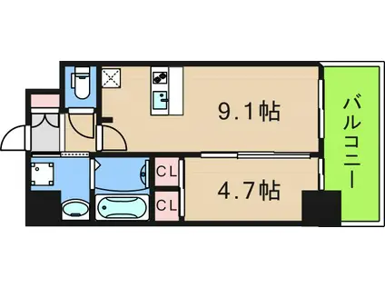GM KOHAMA(1LDK/9階)の間取り写真