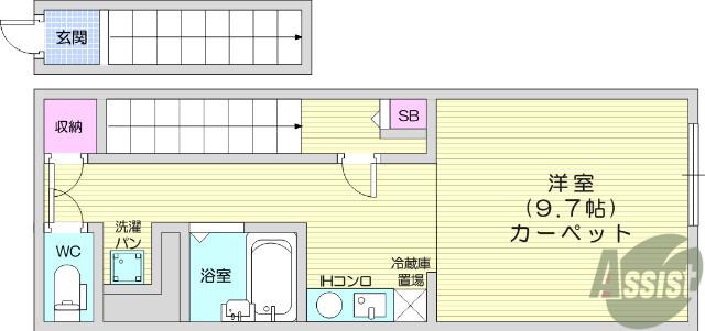 ジュネス(1K/2階)の間取り写真