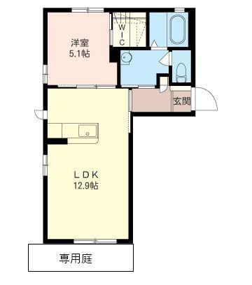 ラティールA(1LDK/1階)の間取り写真